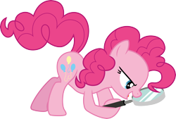 Size: 4430x3000 | Tagged: safe, artist:cloudyglow, pinkie pie, earth pony, pony, the maud couple, female, magnifying glass, mare, open mouth, simple background, solo, transparent background, vector