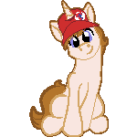 Size: 150x150 | Tagged: safe, artist:moonlightfan, oc, oc:white shield, pony, unicorn, cap, hat, pixel art, solo