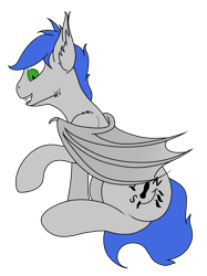 Size: 933x1247 | Tagged: safe, artist:shade stride, oc, oc:shade stride, bat pony, pony, bat pony oc, happy, male, sitting, solo