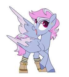 Size: 1664x1856 | Tagged: safe, artist:harmonyharp, artist:teepew, oc, oc only, oc:sucrose (ice1517), pegasus, pony, base used, bootsearring, clothes, female, magical lesbian spawn, mare, offspring, open mouth, parent:night glider, parent:sugar belle, parents:sugarglider, raised hoof, simple background, socks, solo, striped socks, transparent background