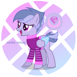 Size: 1896x1888 | Tagged: safe, artist:razorbladetheunicron, amethyst star, fleetfoot, sparkler, oc, oc only, pegasus, pony, alternate universe, base used, clothes, cutie mark, female, fusion, jacket, lateverse, mare, simple background, solo, transparent background