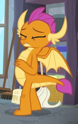 Size: 583x926 | Tagged: safe, screencap, smolder, molt down, cropped, eyes closed, solo