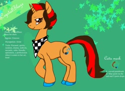 Size: 3630x2633 | Tagged: safe, artist:8loodyrain, oc, oc only, oc:crystal blaze, pony, unicorn, colored hooves, female, horn, mare, neckerchief, raised hoof, reference sheet, solo, unicorn oc