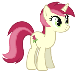 Size: 630x604 | Tagged: safe, artist:abealy2, roseluck, pony, unicorn, female, mare, race swap, simple background, solo, white background