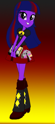 Size: 247x551 | Tagged: safe, artist:princessofdeadroses, artist:selenaede, twilight sparkle, twilight sparkle (alicorn), alicorn, human, equestria girls, alternate cutie mark, alternate universe, anti-hero, anti-heroine, base used, book, brutalight sparcake, clothes, elements of insanity, equestria girls style, equestria girls-ified, purple skin, shoes, smiling, smiling at you, tomboy, wild card