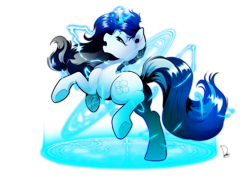 Size: 1024x725 | Tagged: safe, artist:dormin-dim, oc, oc only, oc:muffinkarton, pony, unicorn, butt, female, glowing horn, horn, magic, magic circle, mare, plot, rearing, simple background, solo, transparent background