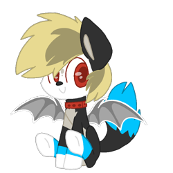 Size: 800x800 | Tagged: safe, artist:xvanillariot, oc, oc only, bat pony, bat pony oc, collar, colored pupils, simple background, solo, transparent background