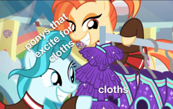 Size: 800x505 | Tagged: safe, edit, edited screencap, screencap, lighthoof, shimmy shake, earth pony, pony, 2 4 6 greaaat, cheerleader, clothes, duo, engrish, excited, female, mare, meme, misspelling, text