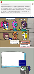 Size: 1196x2572 | Tagged: safe, artist:ask-luciavampire, oc, earth pony, pegasus, pony, unicorn, vampire, vampony, 1000 hours in ms paint, ask, school, tumblr, tumblr:the-vampire-academy