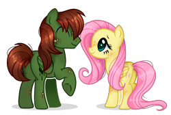 Size: 1354x908 | Tagged: safe, artist:angellightyt, fluttershy, oc, oc:forest, pegasus, pony, duo, simple background, transparent background