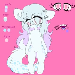 Size: 768x768 | Tagged: safe, artist:xsugarkittyx, oc, oc only, earth pony, semi-anthro, unguligrade anthro, both cutie marks, eye clipping through hair, fangs, female, reference sheet, solo