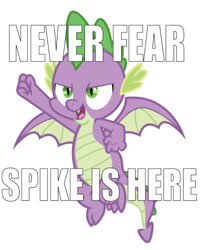 Size: 655x817 | Tagged: safe, edit, edited screencap, editor:undeadponysoldier, screencap, spike, dragon, molt down, catchphrase, flying, heroic, male, rhyming, simple background, solo, spike the brave and glorious, text, white background, winged spike, wings