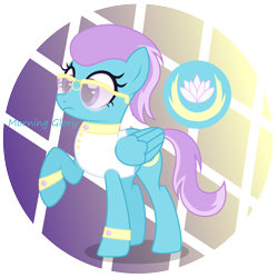 Size: 2824x2832 | Tagged: safe, artist:razorbladetheunicron, fleetfoot, lotus blossom, oc, oc only, pegasus, pony, alternate universe, base used, bracelet, clothes, cutie mark, female, fusion, jewelry, lateverse, mare, simple background, solo, sunglasses, transparent background, vest