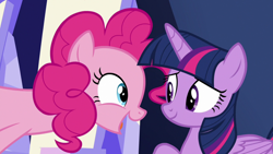 Size: 1920x1080 | Tagged: safe, screencap, pinkie pie, twilight sparkle, twilight sparkle (alicorn), alicorn, earth pony, pony, the last laugh