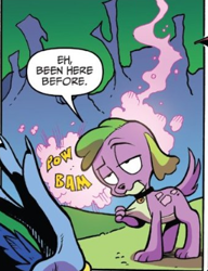 Size: 274x356 | Tagged: safe, artist:andypriceart, idw, cosmos (character), spike, dog, equestria girls, spoiler:comic, spoiler:comic78, dogified, implied equestria girls, paws, species swap, spike is not amused, tail, unamused