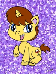 Size: 1536x2048 | Tagged: safe, oc, oc only, oc:drummershy, pony, unicorn, my little pony: pony life, commission, one hoof raised, solo