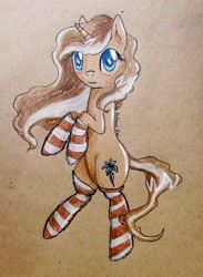 Size: 1991x2718 | Tagged: safe, artist:0okami-0ni, oc, oc only, clothes, socks, solo, striped socks, traditional art