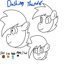 Size: 768x768 | Tagged: safe, artist:dashing thunder, oc, oc:dashing thunder, pony, grin, reference sheet, side view, smiling, solo