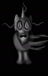 Size: 1000x1555 | Tagged: safe, artist:samueldavillo, unicorn, black and white, courage the cowardly dog, grayscale, king ramses, monochrome