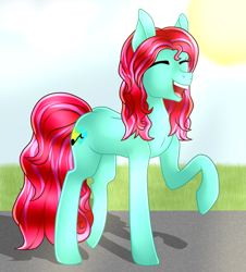 Size: 2561x2839 | Tagged: safe, artist:cindydreamlight, derpibooru import, oc, oc:eevee, earth pony, pony, female, hooves, mare, raised hoof, solo