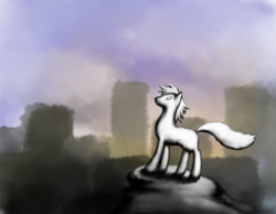 Size: 1024x796 | Tagged: safe, artist:grayma1k, earth pony, pony, city, cityscape, random pony, statue