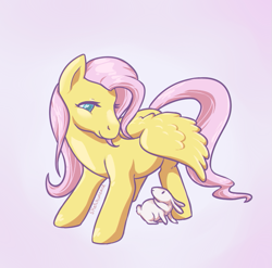 Size: 695x686 | Tagged: safe, artist:mothwizard, angel bunny, fluttershy, pegasus, pony, rabbit, g1, animal, cute, duo, g4 to g1, generation leap, mane, shyabetes, signature, simple background, tail, white background, wings