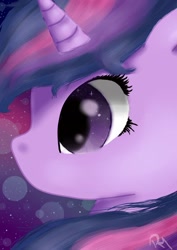 Size: 753x1062 | Tagged: safe, artist:moon-wing, twilight sparkle, pony, bokeh, bust, portrait, solo