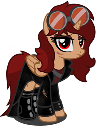 Size: 1280x1665 | Tagged: safe, artist:fletcherthehuntress, oc, oc:amber firesky, alicorn, pegasus, pony, alicorn oc, clothes, female, goggles, mare, simple background, solo, transparent background