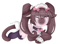 Size: 1280x938 | Tagged: safe, artist:mintoria, oc, oc:cocoa cream, earth pony, pony, base used, cat tail, female, mare, simple background, solo, transparent background