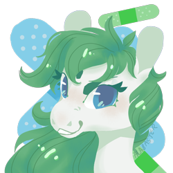 Size: 2000x2000 | Tagged: safe, artist:alabasterpeony, oc, oc only, oc:beryl, oc:beryl (smhac), earth pony, bandage, eyelashes, simple background, solo, transparent background