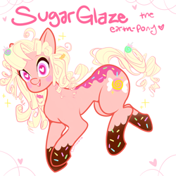 Size: 1000x1000 | Tagged: safe, artist:dexxadraws, oc, oc:sugar glaze, earth pony, pony, candy, chocolate, female, food, heart, heart eyes, lollipop, mare, sprinkles, wingding eyes