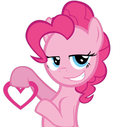 Size: 7003x7882 | Tagged: safe, artist:mrkat7214, pinkie pie, earth pony, pony, hello pinkie pie, absurd resolution, female, heart, lidded eyes, looking at you, mare, show accurate, simple background, smiling, smirk, solo, transparent background, vector