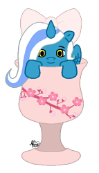 Size: 400x700 | Tagged: safe, artist:ninaxenita, oc, oc:fleurbelle, alicorn, adorabelle, alicorn oc, bow, chalice, cherry blossoms, chibi, cute, female, flower, flower blossom, hair bow, mare