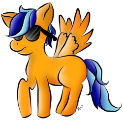 Size: 894x894 | Tagged: safe, artist:mckeantwins, oc, oc only, oc:hailfire, pegasus, simple background, solo, sunglasses, white background