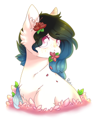 Size: 2893x3719 | Tagged: safe, artist:twinkepaint, oc, oc:molly, pony, bust, female, flower, mare, portrait, simple background, solo, transparent background