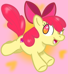 Size: 1024x1107 | Tagged: safe, artist:bowsaremyfriends, apple bloom, earth pony, pony, abstract background, cutie mark, female, filly, open mouth, redraw, solo