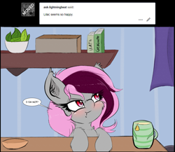 Size: 1715x1492 | Tagged: safe, artist:freefraq, oc, oc:lilac san, bat pony, cute, pouting, tumblr