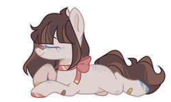 Size: 1024x615 | Tagged: safe, artist:chococolte, oc, oc:brownie, earth pony, pony, female, mare, prone, simple background, solo, transparent background