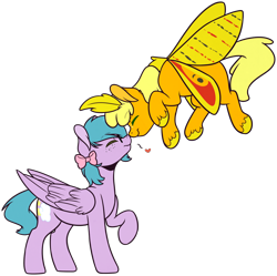 Size: 1024x1019 | Tagged: safe, artist:ak4neh, oc, oc only, oc:dipsy, oc:iona, oc:toodle dipsy, mothpony, original species, pegasus, pony, couple, female, mare, simple background, transparent background