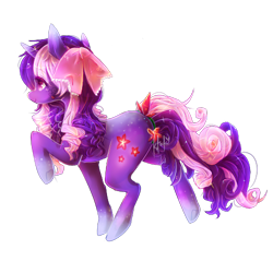 Size: 500x500 | Tagged: safe, artist:kitsukithefox, oc, oc:sweet bouquet, pony, unicorn, blaze (coat marking), butt, cute, daaaaaaaaaaaw, flower, ocbetes, plot, raised hoof, ribbon, simple background, solo, transparent background