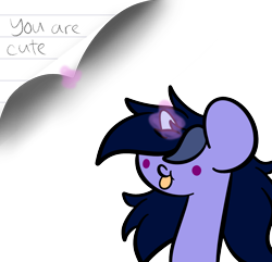 Size: 1592x1536 | Tagged: safe, artist:kimjoman, oc, oc only, oc:purple flix, pony, unicorn, :p, magic, male, paper, simple background, solo, text, tongue out, transparent background