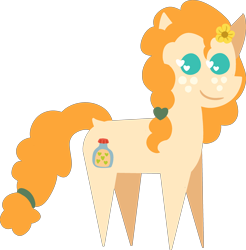 Size: 2881x2925 | Tagged: safe, artist:poniidesu, edit, pear butter, earth pony, pony, base used, dock, female, flower, flower in hair, green eyes, mare, orange hair, pointy ponies, simple background, solo, transparent background, wingding eyes