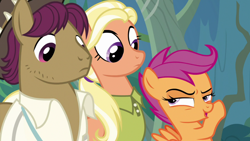 Size: 1920x1080 | Tagged: safe, screencap, mane allgood, scootaloo, snap shutter, pony, the last crusade