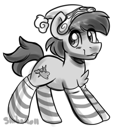 Size: 471x515 | Tagged: safe, artist:shiba_roll, oc, oc:funny sun, earth pony, pony, clothes, socks, solo, striped socks