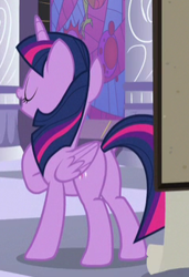 Size: 238x347 | Tagged: safe, screencap, twilight sparkle, twilight sparkle (alicorn), alicorn, the summer sun setback, butt, cropped, female, plot, solo