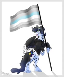 Size: 1062x1280 | Tagged: safe, artist:toxicartiststudio, derpibooru import, oc, oc:ink splatter, pony, commission, demiboy, demiboy pride flag, lgbt, nonbinary, pride, pride flag, ych example, ych result, your character here