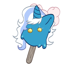 Size: 500x500 | Tagged: safe, artist:adams3, oc, oc:fleurbelle, alicorn, alicorn oc, bow, female, food, hair bow, ice cream, mare, popsicle