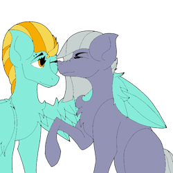 Size: 600x600 | Tagged: safe, artist:foxytthepiratefoxgir, artist:icey-wicey-1517, color edit, derpibooru import, edit, lightning dust, limestone pie, earth pony, pegasus, pony, collaboration, chest fluff, colored, eyebrow piercing, eyes closed, female, hooves, hug, lesbian, limedust, mare, missing cutie mark, one eye closed, piercing, raised hoof, scrunchy face, shipping, simple background, transparent background, winghug, wink