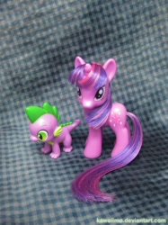 Size: 600x802 | Tagged: dead source, safe, artist:kawaiimo, spike, twilight sparkle, dragon, pony, unicorn, brushable, irl, official, photo, toy