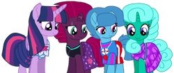 Size: 2186x921 | Tagged: safe, artist:徐詩珮, fizzlepop berrytwist, glitter drops, spring rain, tempest shadow, twilight sparkle, twilight sparkle (alicorn), alicorn, unicorn, series:sprglitemplight diary, series:sprglitemplight life jacket days, series:springshadowdrops diary, series:springshadowdrops life jacket days, alternate universe, base used, bisexual, broken horn, clothes, cute, equestria girls outfit, female, glitterbetes, glitterlight, glittershadow, horn, lesbian, lifeguard, lifeguard spring rain, polyamory, shipping, simple background, sprglitemplight, springbetes, springdrops, springlight, springshadow, springshadowdrops, swimsuit, tempestbetes, tempestlight, transparent background